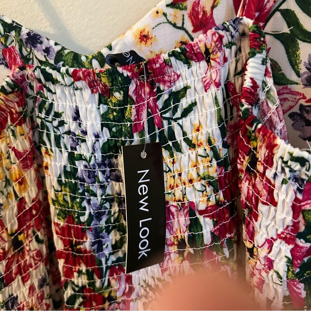 Nwt Floral Mini Dress, Spaghetti Adjustable Strap, Padded, Size Medium — image 4 of 7